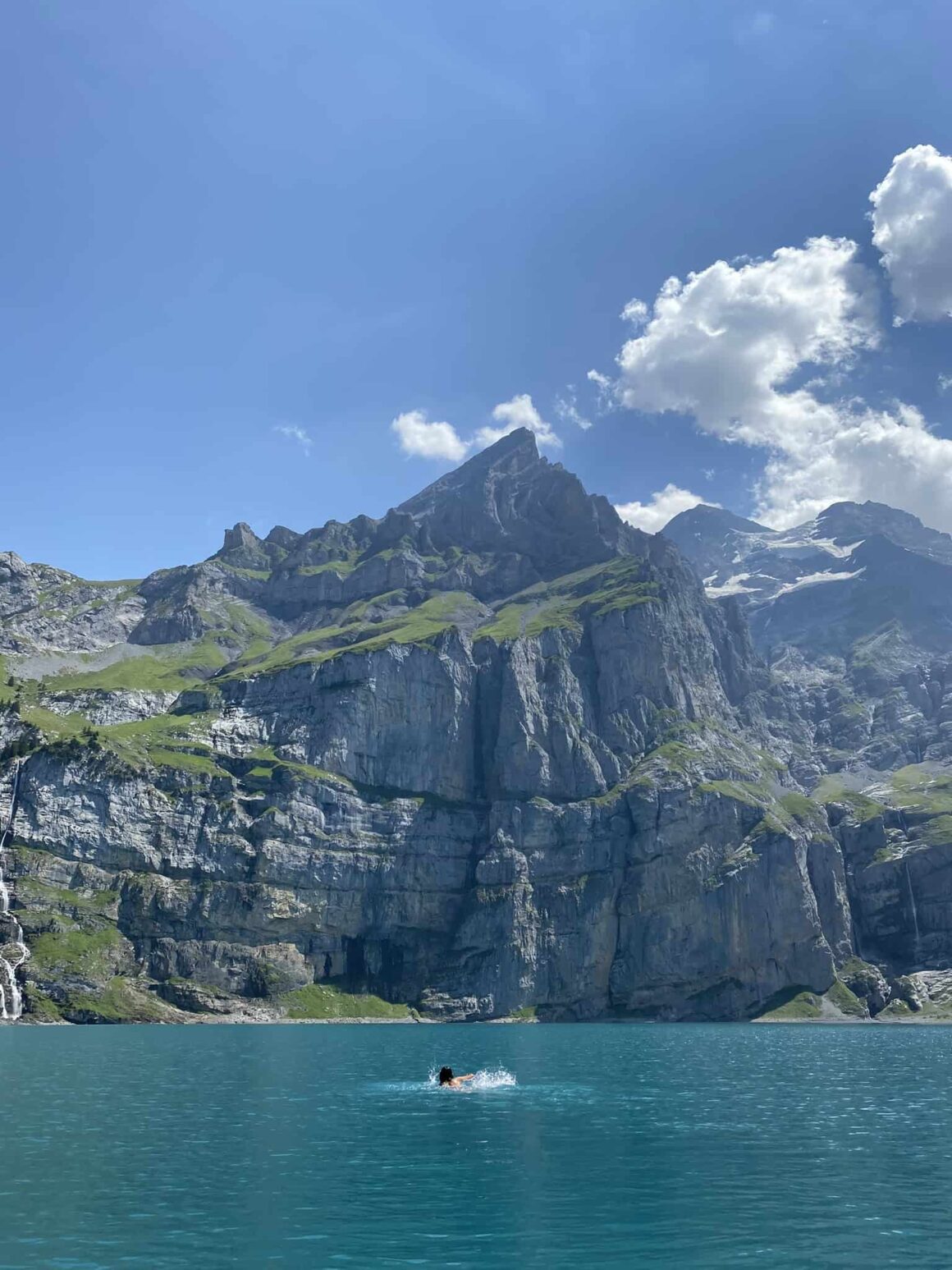 Swimming in Oeschinensee in Switzerland