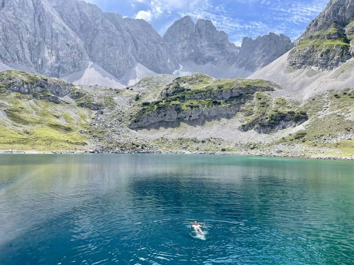 Swimming in Drachensee in the Austrian Alps