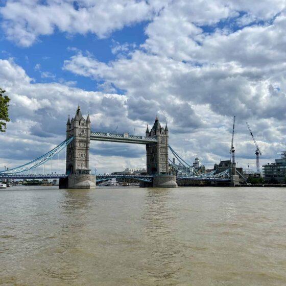 Tower bridge towering over the river Thames in London