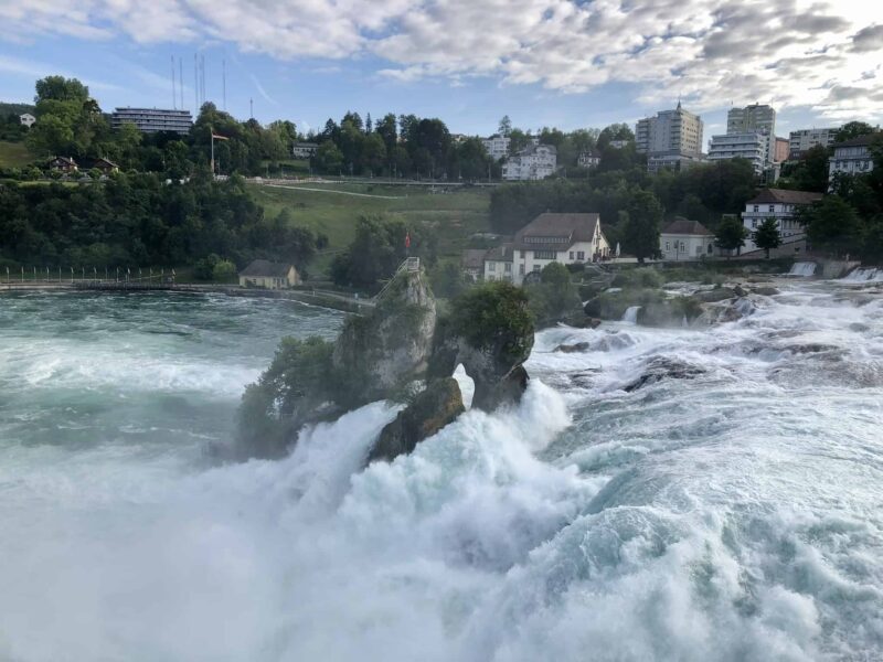 A close-up view of the Rheinfall from Schloss Laufen