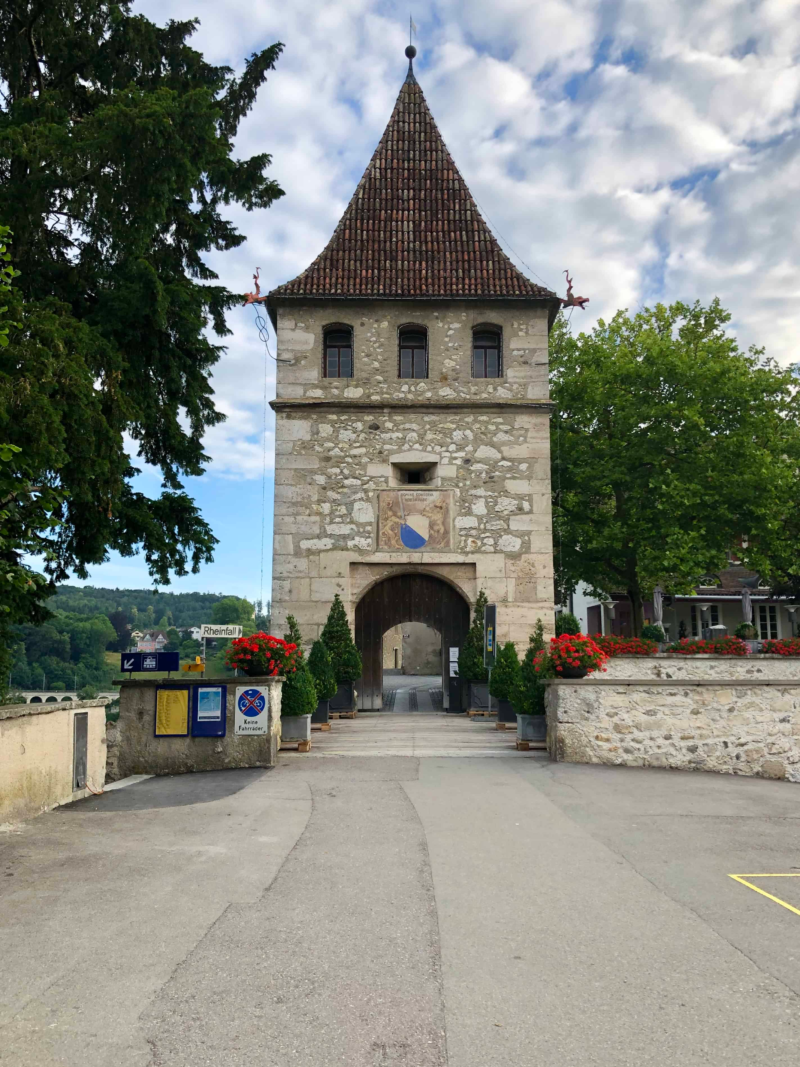 Walking into Schloss Laufen by the Rheinfall