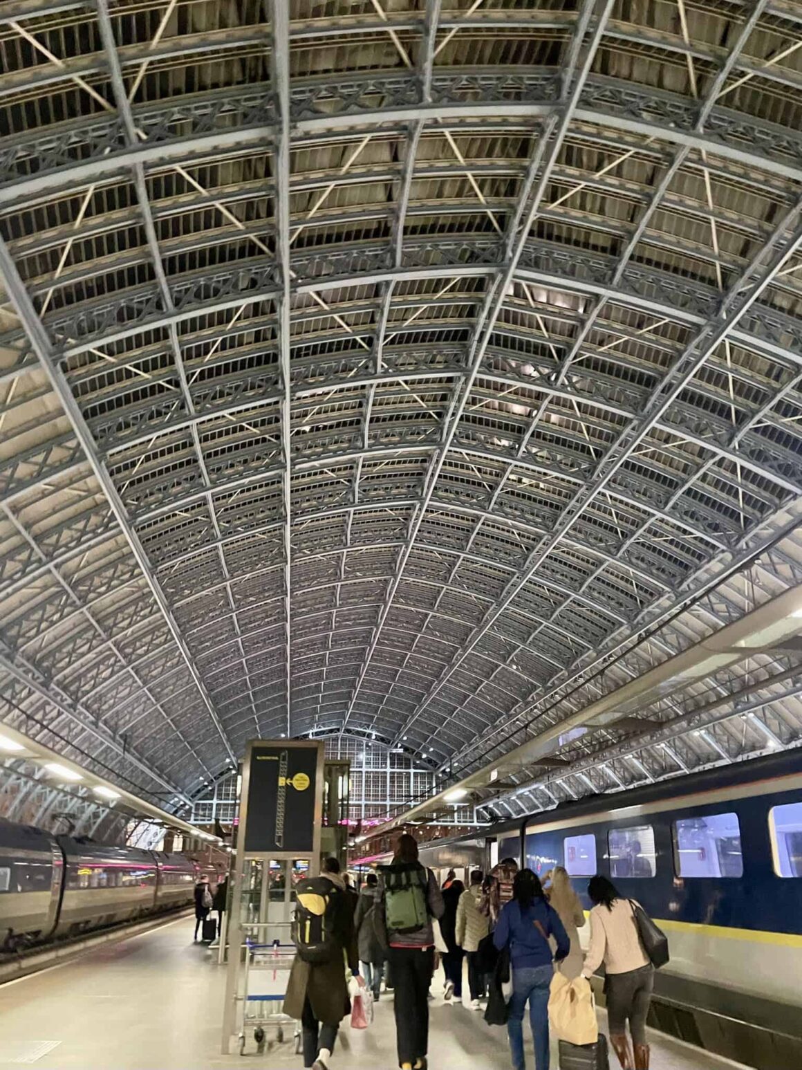 Eurostar train at St Pancras International Station in London — accessible with a Eurail Global Pass