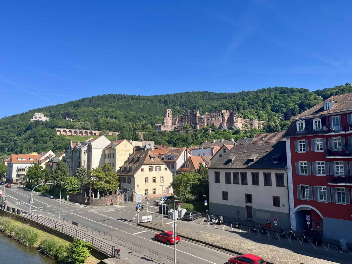 View of Heidelberg Castle from the old town in Germany — an easy FlixBus day trip from Frankfurt