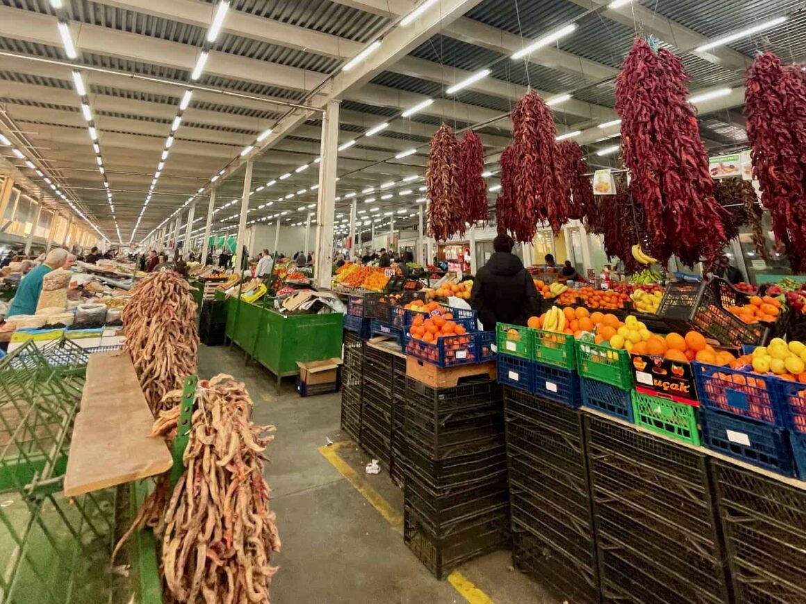 Bit Pazar (market) in Skopje North Macedonia - a destination best reached by bus rather than Eurail