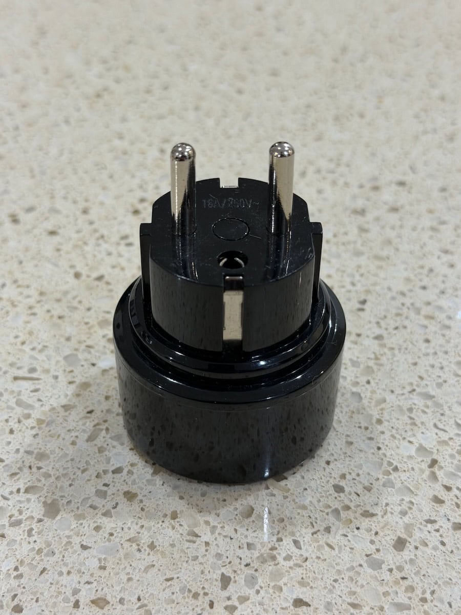 Type C two-pronged European adapter plug for mainland Europe travel