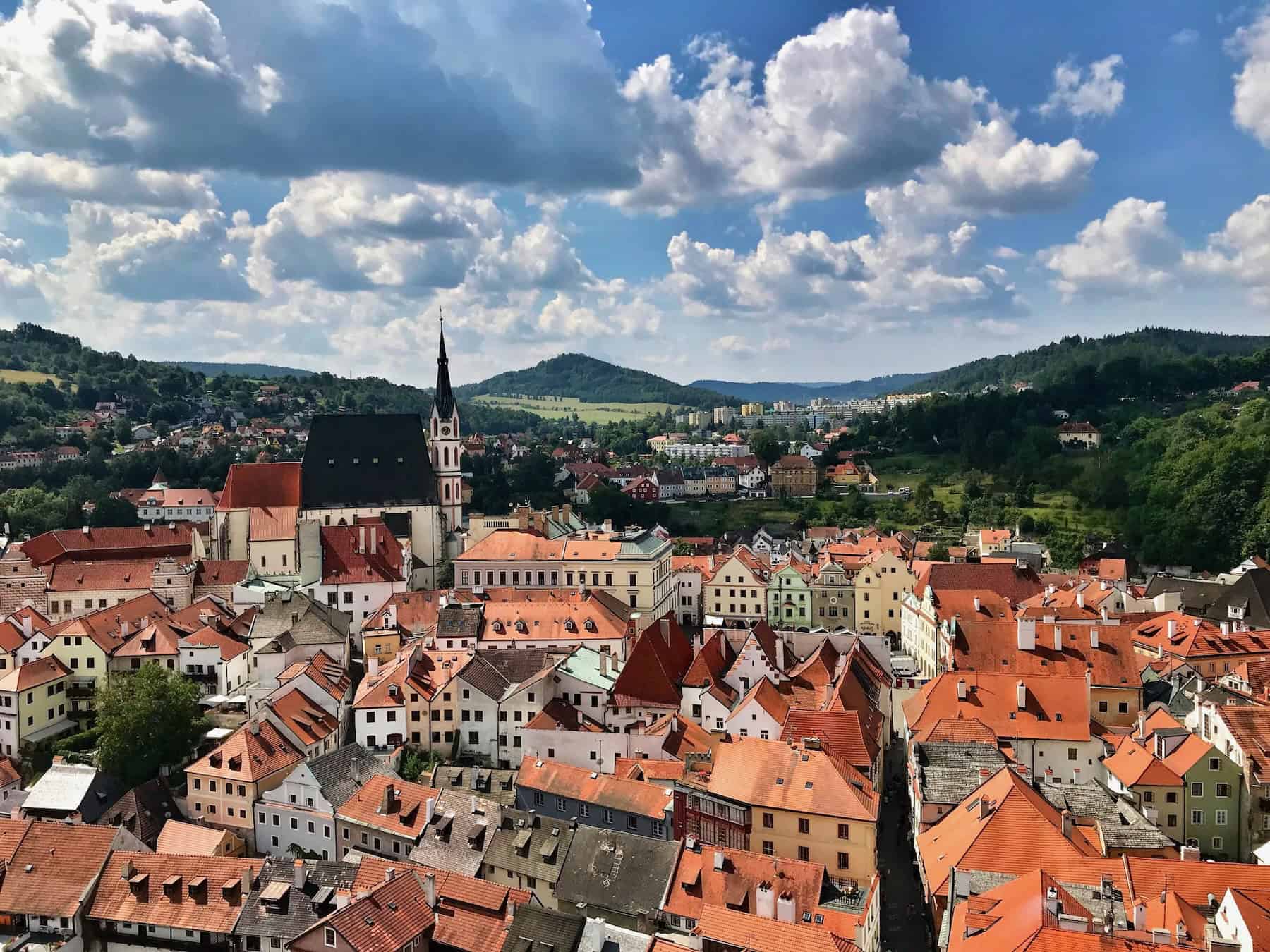 Red rooftops of Český Krumlov old town, Czech Republic