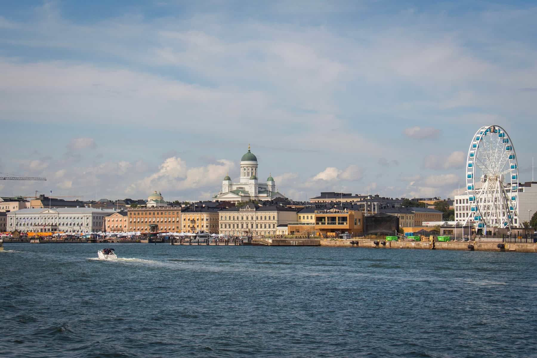 Helsinki waterfront with Helsinki Cathedral and the SkyWheel, Finland