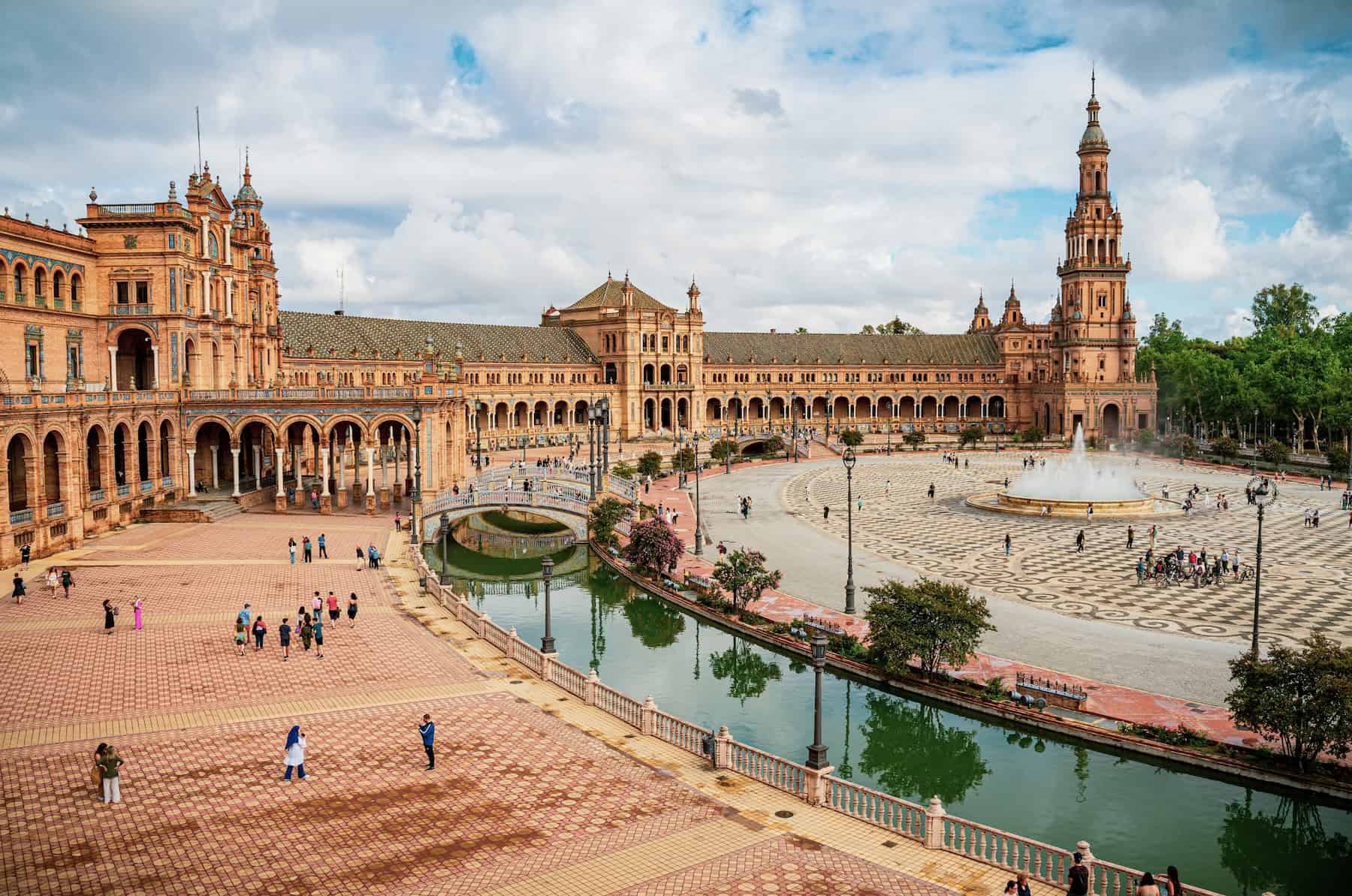 Plaza de España and its canal in Seville, Spain