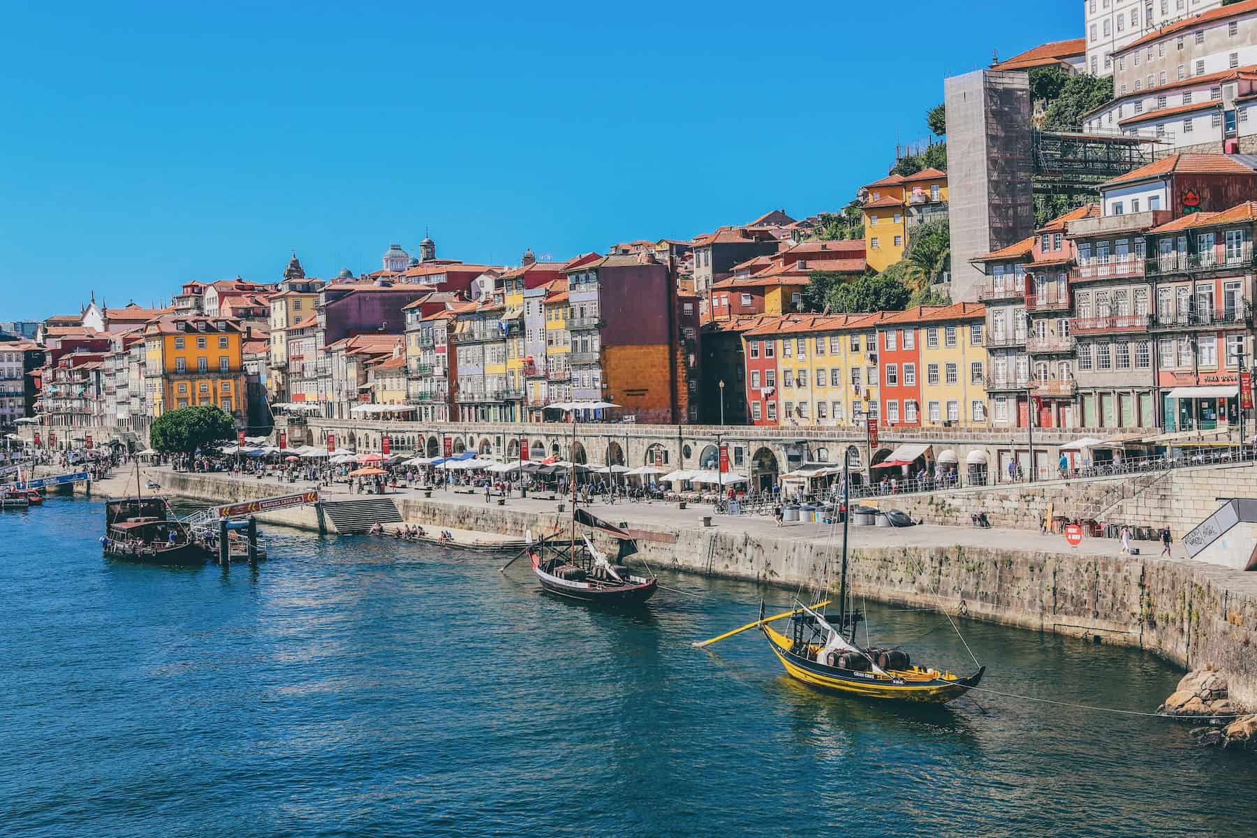 Colourful houses of the Ribeira district on the Douro River in Porto, Portugal