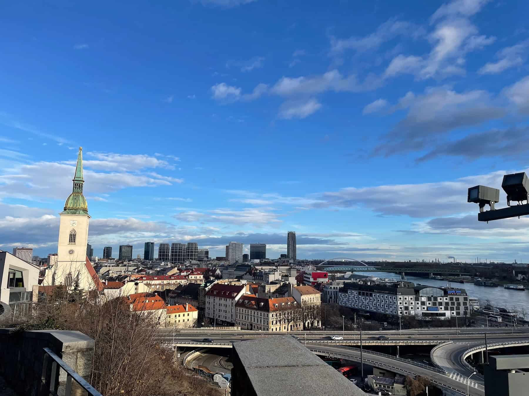 View of Bratislava and St Martin's Cathedral from Bratislava Castle, Slovakia